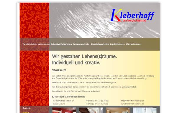 Vorschau von www.kleberhoff-malerei.de, Kleberhoff Malereifachbetrieb