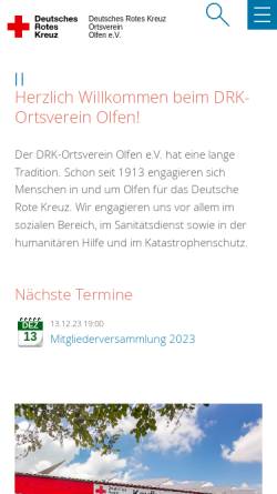 Vorschau der mobilen Webseite www.drk-olfen.de, DRK Ortsverein Olfen