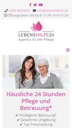 Vorschau der mobilen Webseite lebenshilfe24.de, Lebenshilfe24, Agenturinhaberin Ewelina Wollny