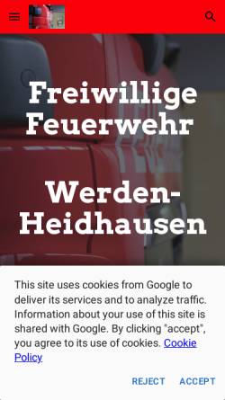 Vorschau der mobilen Webseite www.ff-werden.de, Freiwillige Feuerwehr Essen-Werden