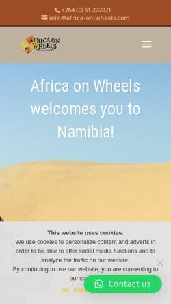 Vorschau der mobilen Webseite www.africa-on-wheels.com, Africa on wheels