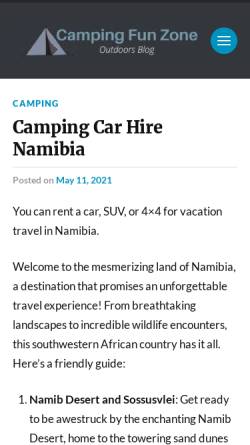 Vorschau der mobilen Webseite www.camping-carhire.com, Camping Car Hire