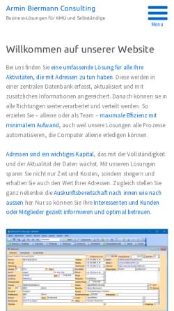 Vorschau der mobilen Webseite biermann.ch, WinCard Solutions - Armin Biermann Consulting