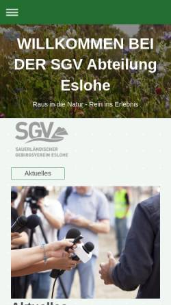 Vorschau der mobilen Webseite www.sgv-eslohe.de, Sauerländischer Gebirgs Verein e.V., Abteilung Eslohe