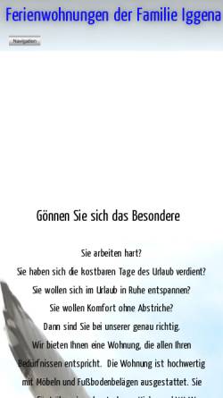 Vorschau der mobilen Webseite iggena.de, Ferienwohnung Iggena