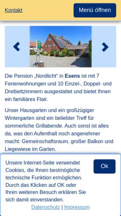 Vorschau der mobilen Webseite www.nordlicht-esens.de, Pension Nordlicht