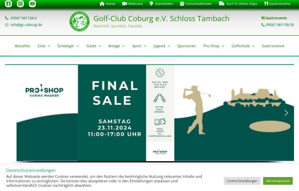 Vorschau von www.gc-coburg.de, Golf-Club Coburg e.V. Schloss Tambach