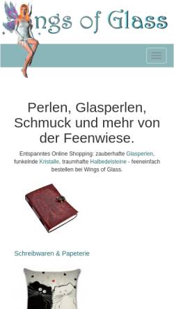 Vorschau der mobilen Webseite www.wingsofglass.de, Perlen von Wings of Glass