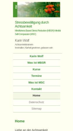 Vorschau der mobilen Webseite www.mbsr-berlin.net, MBSR - Karin Wolf