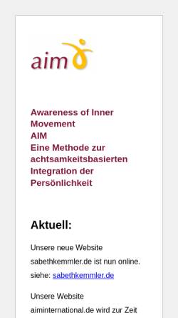 Vorschau der mobilen Webseite www.aiminternational.de, AIM - Awareness of Inner Movement