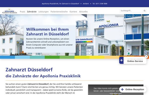 Vorschau von www.apollonia-praxisklinik.de, Apollonia Praxisklinik für Zahnheilkunde