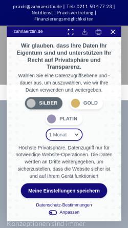 Vorschau der mobilen Webseite www.zahnaerztin.de, Schlemmer, Iris