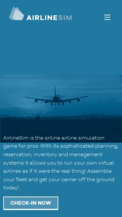 Vorschau der mobilen Webseite www.airlinesim.aero, Airline-Sim