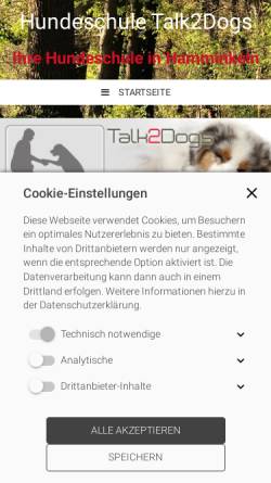 Vorschau der mobilen Webseite www.talk2dogs.de, Talk2Dogs
