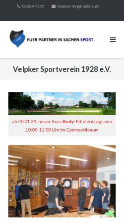 Vorschau der mobilen Webseite www.velpker-sv.de, Velpker Sportverein 1928 e.V.