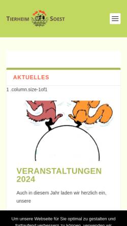 Vorschau der mobilen Webseite www.tierheim-soest.de, Tierschutzverein Soester Börde e.V.