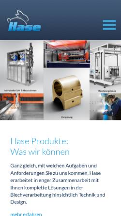 Vorschau der mobilen Webseite www.hase-gmbh.de, Blechverarbeitung Hase GmbH