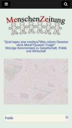 Vorschau der mobilen Webseite menschenzeitung.de, Menschenzeitung