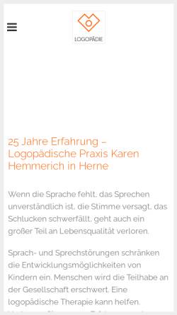 Vorschau der mobilen Webseite www.logopaedie-hemmerich.de, Praxis für Logopädie und Elterntraining Karen Hemmerich