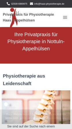 Vorschau der mobilen Webseite www.haas-physiotherapie.de, Praxis für Physiotherapie Jürgen Haas