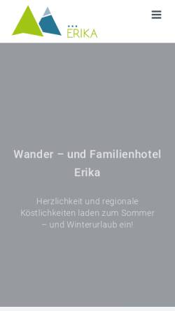 Vorschau der mobilen Webseite www.wanderhotel-erika.at, Wanderhotel Erika