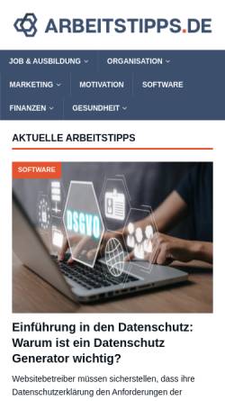 Vorschau der mobilen Webseite www.arbeitstipps.de, Arbeitstipps