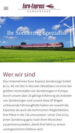Vorschau der mobilen Webseite www.euro-express.eu, Euro-Express Sonderzüge GmbH & Co. KG