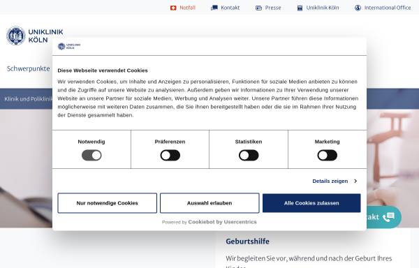 Vorschau von frauenklinik.uk-koeln.de, Klinik und Poliklinik für Frauenheilkunde und Geburtshilfe