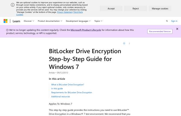 BitLocker-Laufwerkverschlüsselung unter Windows 7