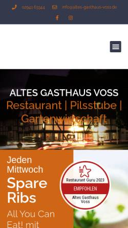 Vorschau der mobilen Webseite www.altes-gasthaus-voss.de, Altes Gasthaus Voss