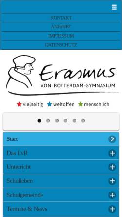 Vorschau der mobilen Webseite www.evr-viersen.de, Erasmus-von-Rotterdam-Gymnasium