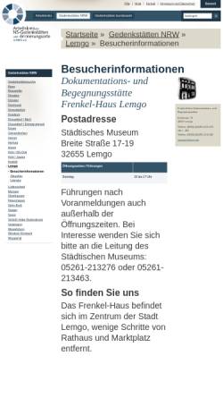 Vorschau der mobilen Webseite www.ns-gedenkstaetten.de, Frenkel-Haus Lemgo - Dokumentations- und Begegnungsstätte