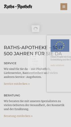 Vorschau der mobilen Webseite www.raths-apo-brb.de, Raths-Apotheke