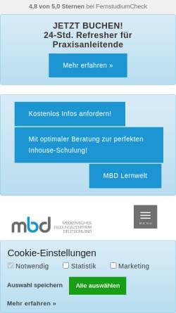 Vorschau der mobilen Webseite www.mbd-online.de, Medizinisches Bildungszentrum Deutschland GmbH