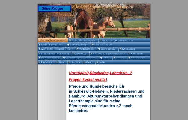 Vorschau von www.krueger-pferdeosteopathie.de, Pferdeosteopathin in SH, MV und HH