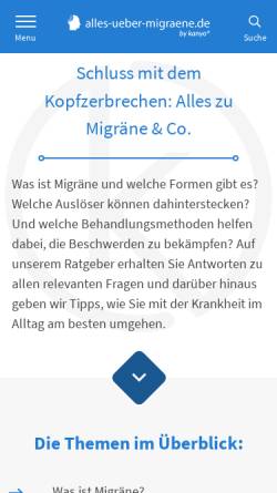 Vorschau der mobilen Webseite www.alles-ueber-migraene.de, Alles über Migräne