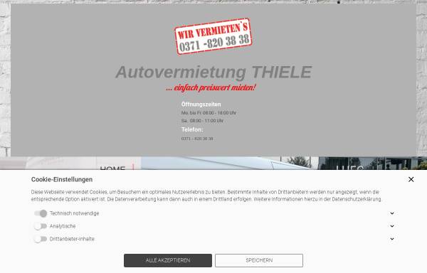 Vorschau von www.autovermietung-thiele.com, Autovermietung Thiele