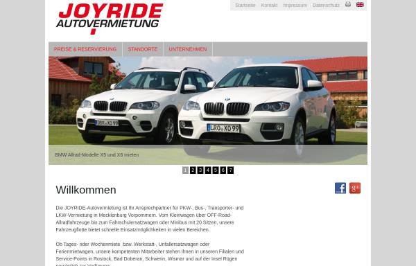 Vorschau von www.joyride.de, Joyride Autovermietung, Carsten Kempfert