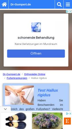 Vorschau der mobilen Webseite www.dr-gumpert.de, Dr. Gumpert: Hallux rigidus