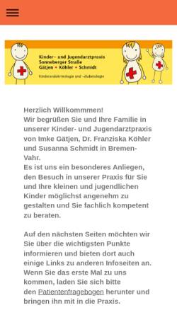 Vorschau der mobilen Webseite www.gaetjen-koehler-schmidt.de, Kinder- und Jugendarztpraxis Sonneberger Straße