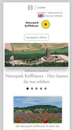 Vorschau der mobilen Webseite www.naturpark-kyffhaeuser.de, Naturpark Kyffhäuser