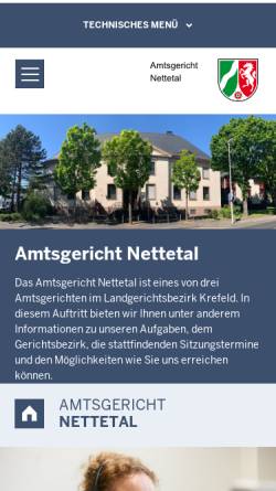 Vorschau der mobilen Webseite www.ag-nettetal.nrw.de, Amtsgericht Nettetal