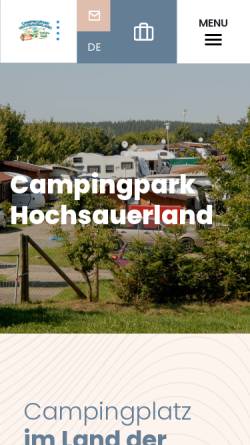 Vorschau der mobilen Webseite www.camping-hochsauerland.de, Campingpark Hochsauerland