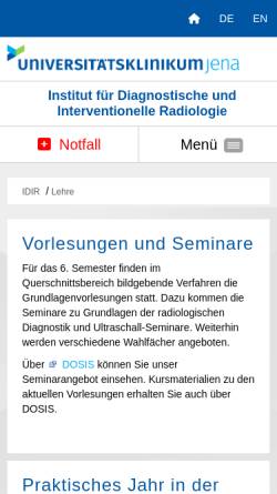 Vorschau der mobilen Webseite www.idir.uniklinikum-jena.de, Zentrum für Radiologie im Universitätsklinikum Jena