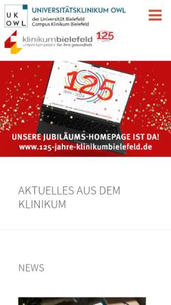 Vorschau der mobilen Webseite www.klinikumbielefeld.de, Klinikum Bielefeld gem. GmbH