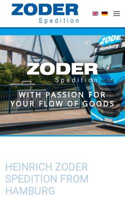 Vorschau der mobilen Webseite www.zoder-spedition.de, Heinrich Zoder Spedition GmbH