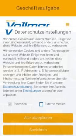 Vorschau der mobilen Webseite speditionvollmer.de, Spedition Vollmer GmbH