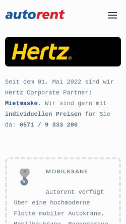 Vorschau der mobilen Webseite www.autorent.de, Autorent GmbH