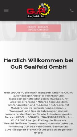 Vorschau der mobilen Webseite www.gur-krane.de, G & R Kran- und Transport GmbH & Co. KG