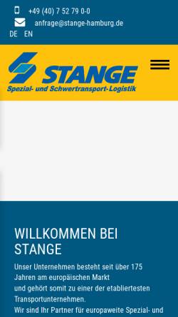 Vorschau der mobilen Webseite www.stange-schwertransporte.de, Stange Transport GmbH